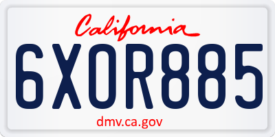 CA license plate 6XOR885