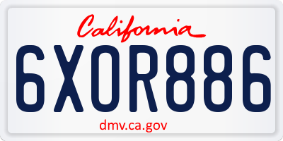 CA license plate 6XOR886