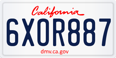 CA license plate 6XOR887