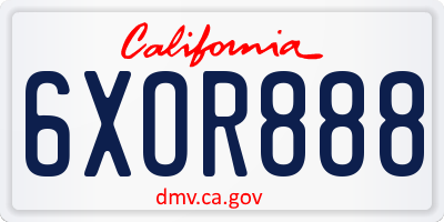 CA license plate 6XOR888