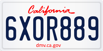 CA license plate 6XOR889