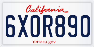 CA license plate 6XOR890