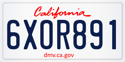 CA license plate 6XOR891