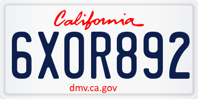 CA license plate 6XOR892