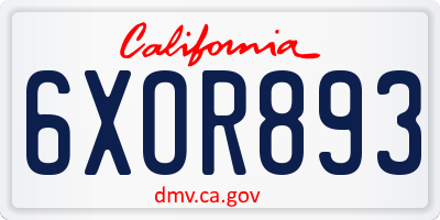 CA license plate 6XOR893