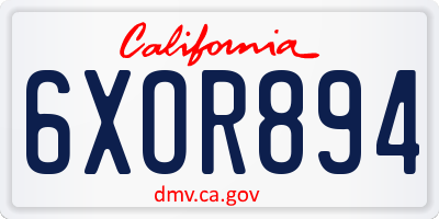 CA license plate 6XOR894