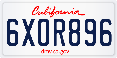 CA license plate 6XOR896