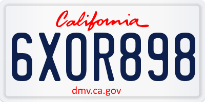 CA license plate 6XOR898