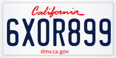 CA license plate 6XOR899