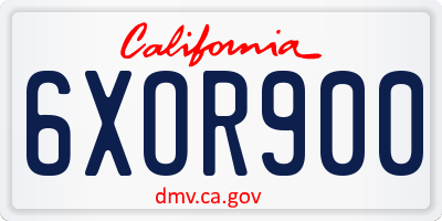 CA license plate 6XOR900