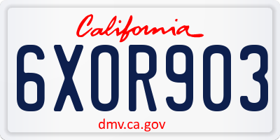 CA license plate 6XOR903