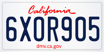 CA license plate 6XOR905