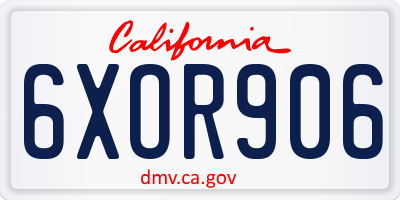 CA license plate 6XOR906