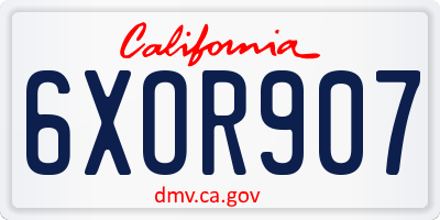CA license plate 6XOR907
