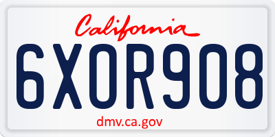 CA license plate 6XOR908