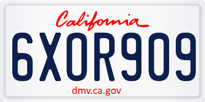 CA license plate 6XOR909