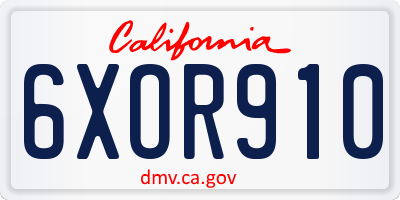 CA license plate 6XOR910