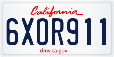 CA license plate 6XOR911