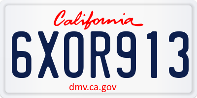 CA license plate 6XOR913