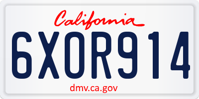 CA license plate 6XOR914