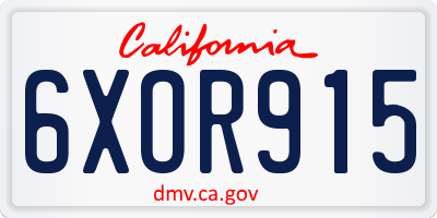CA license plate 6XOR915