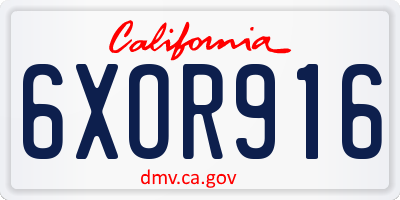 CA license plate 6XOR916