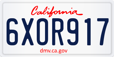 CA license plate 6XOR917