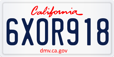 CA license plate 6XOR918