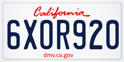CA license plate 6XOR920