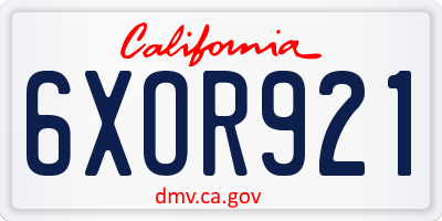 CA license plate 6XOR921