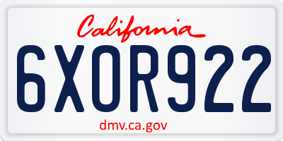 CA license plate 6XOR922