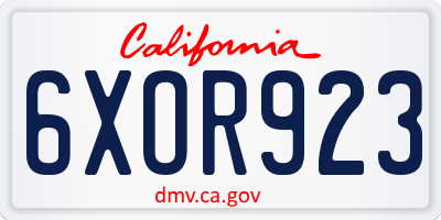 CA license plate 6XOR923