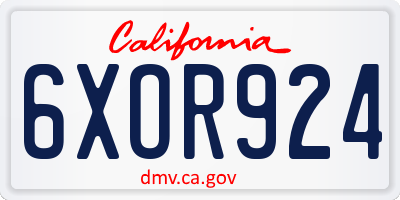 CA license plate 6XOR924