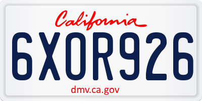 CA license plate 6XOR926