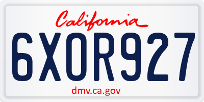 CA license plate 6XOR927