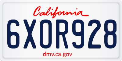 CA license plate 6XOR928