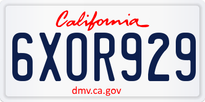 CA license plate 6XOR929