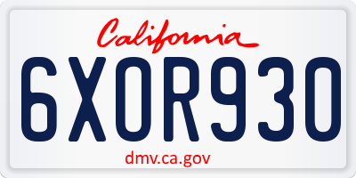 CA license plate 6XOR930