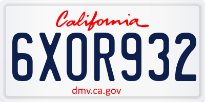 CA license plate 6XOR932
