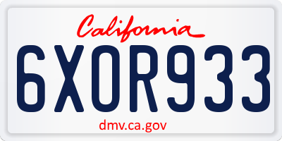 CA license plate 6XOR933
