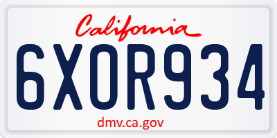 CA license plate 6XOR934