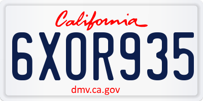 CA license plate 6XOR935