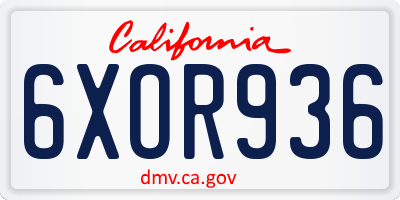 CA license plate 6XOR936