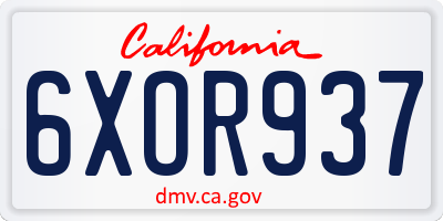 CA license plate 6XOR937