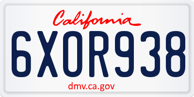 CA license plate 6XOR938