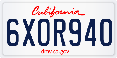 CA license plate 6XOR940