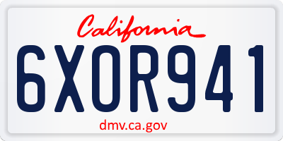 CA license plate 6XOR941