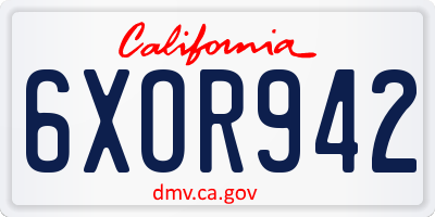 CA license plate 6XOR942