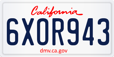 CA license plate 6XOR943