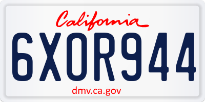 CA license plate 6XOR944